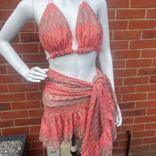 IN STOCK - MISSI PEACH/BABY PINK KINI AND SARONG