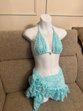 READY TO SEND -Baby Blue Lace Bikini & Ruffle Sarong