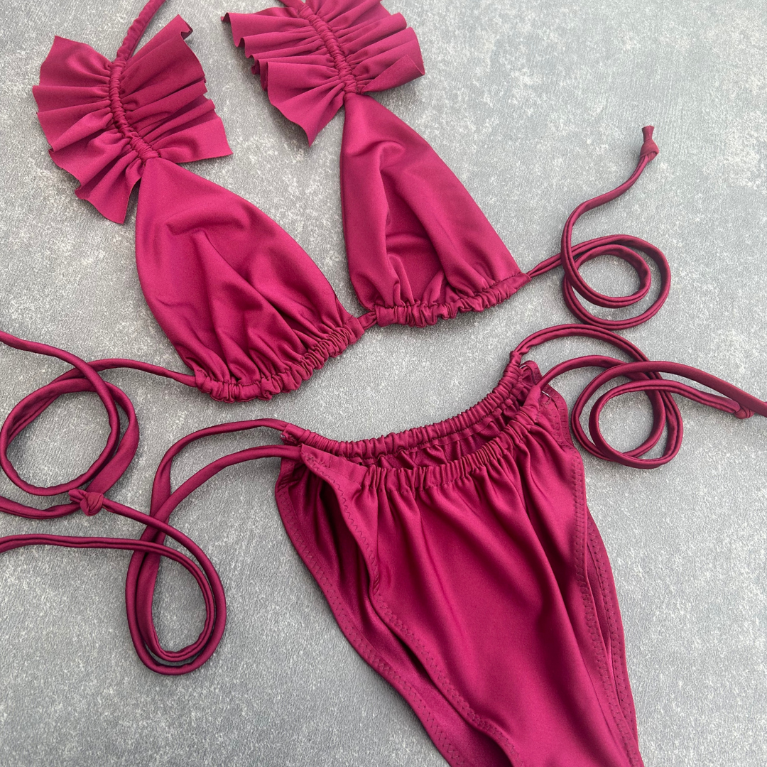 IN STOCK - BURGANDY RUFFLE KINI