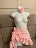 READY TO SEND - Mini Ruffle Sarong With Rose Choker Pink