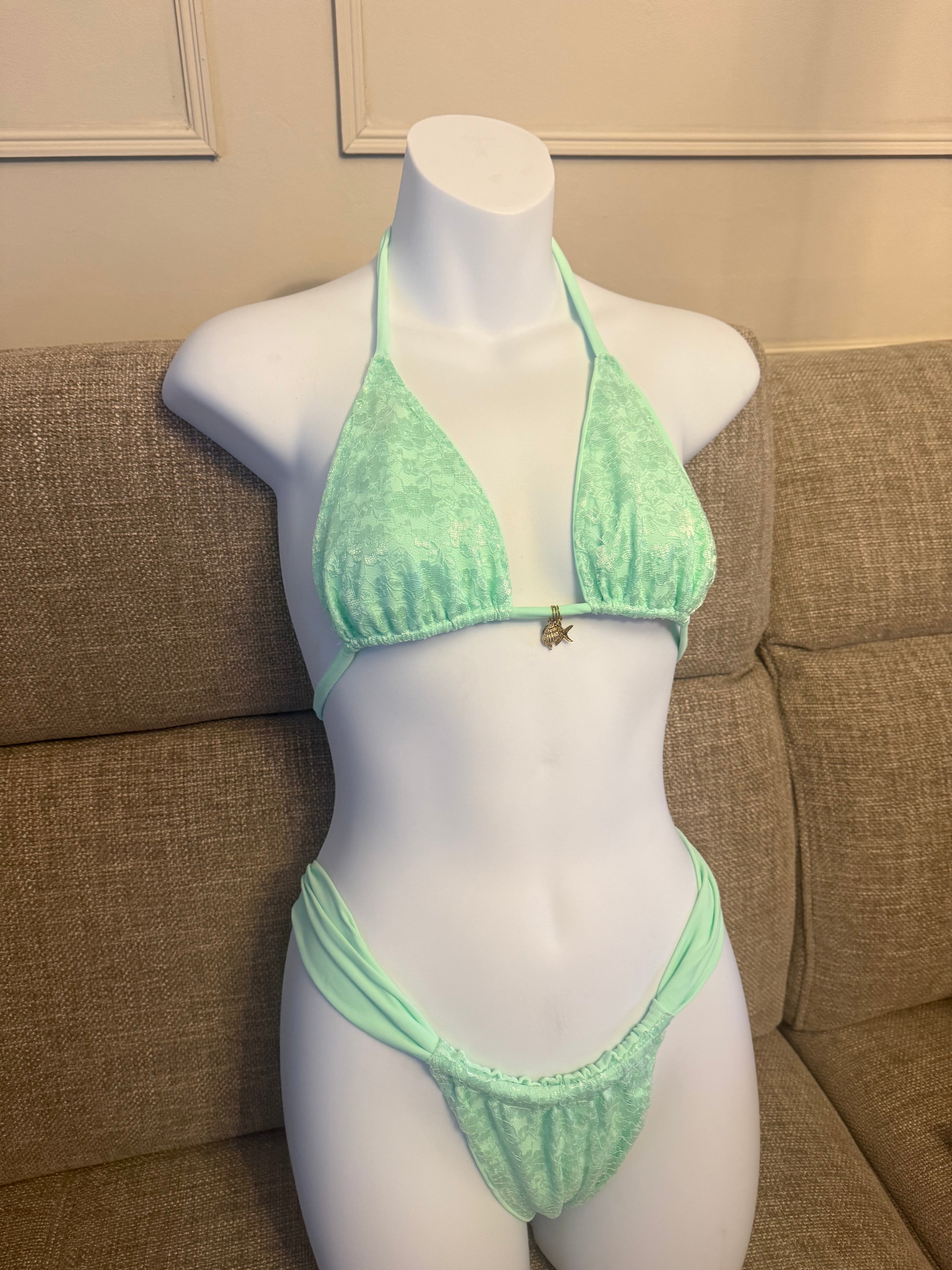 READY TO SEND - Turquoise Classic Lace Bikini