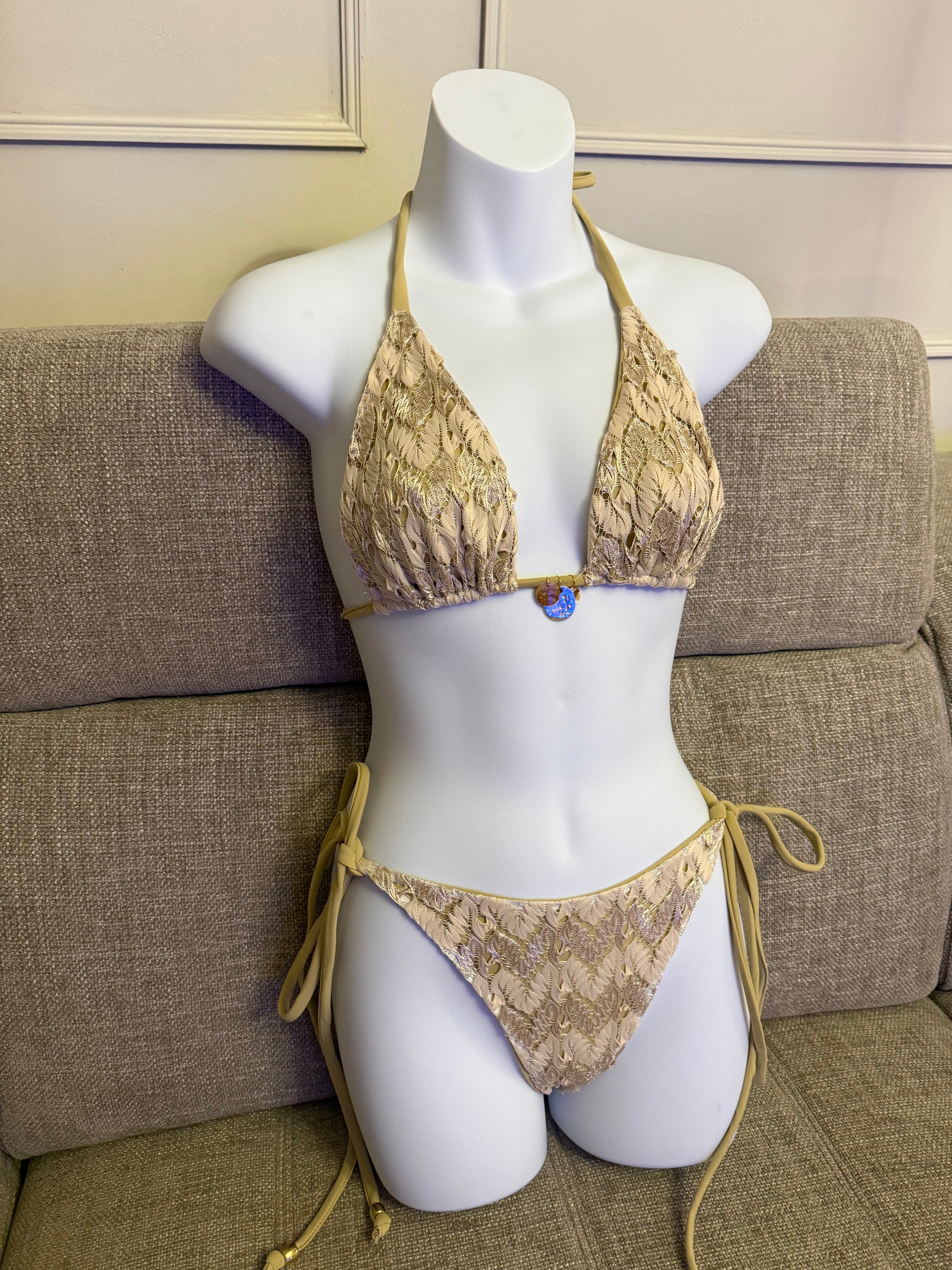 READY TO SEND - Beige Missi Bikini & Ruffle Sarong