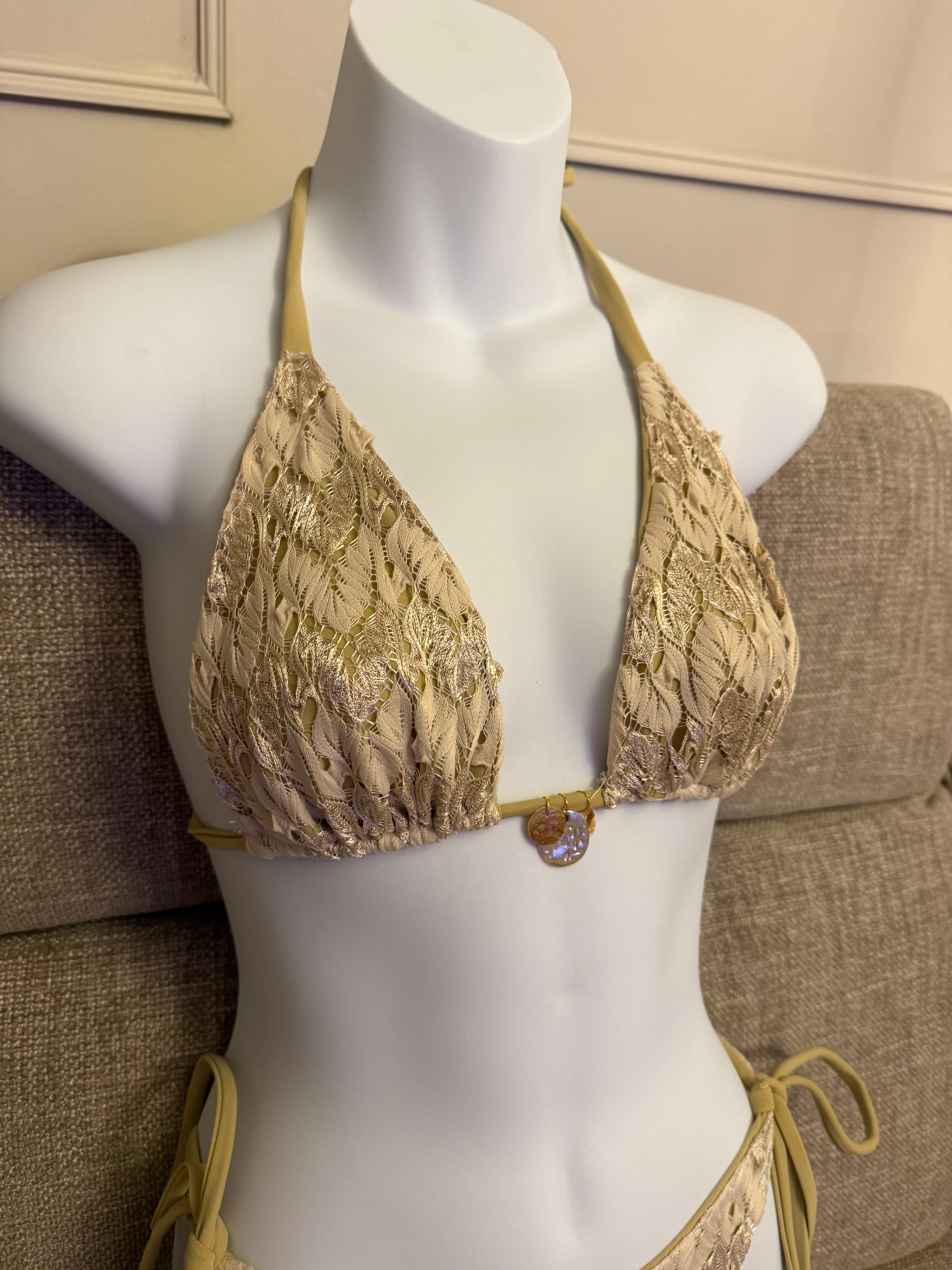 READY TO SEND - Beige Missi Bikini & Ruffle Sarong