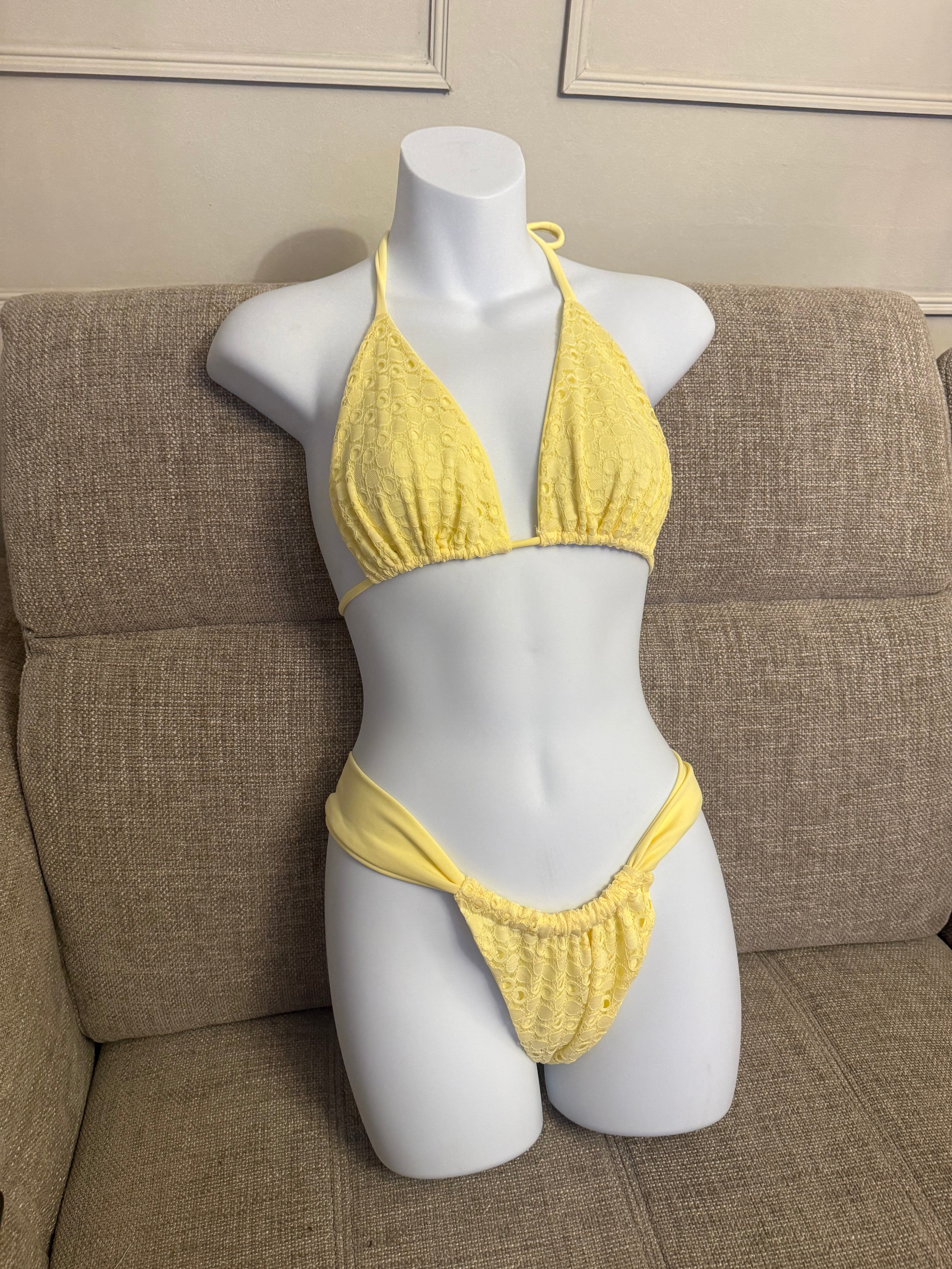 READY TO SEND - Yellow Crochet Lace Bikini