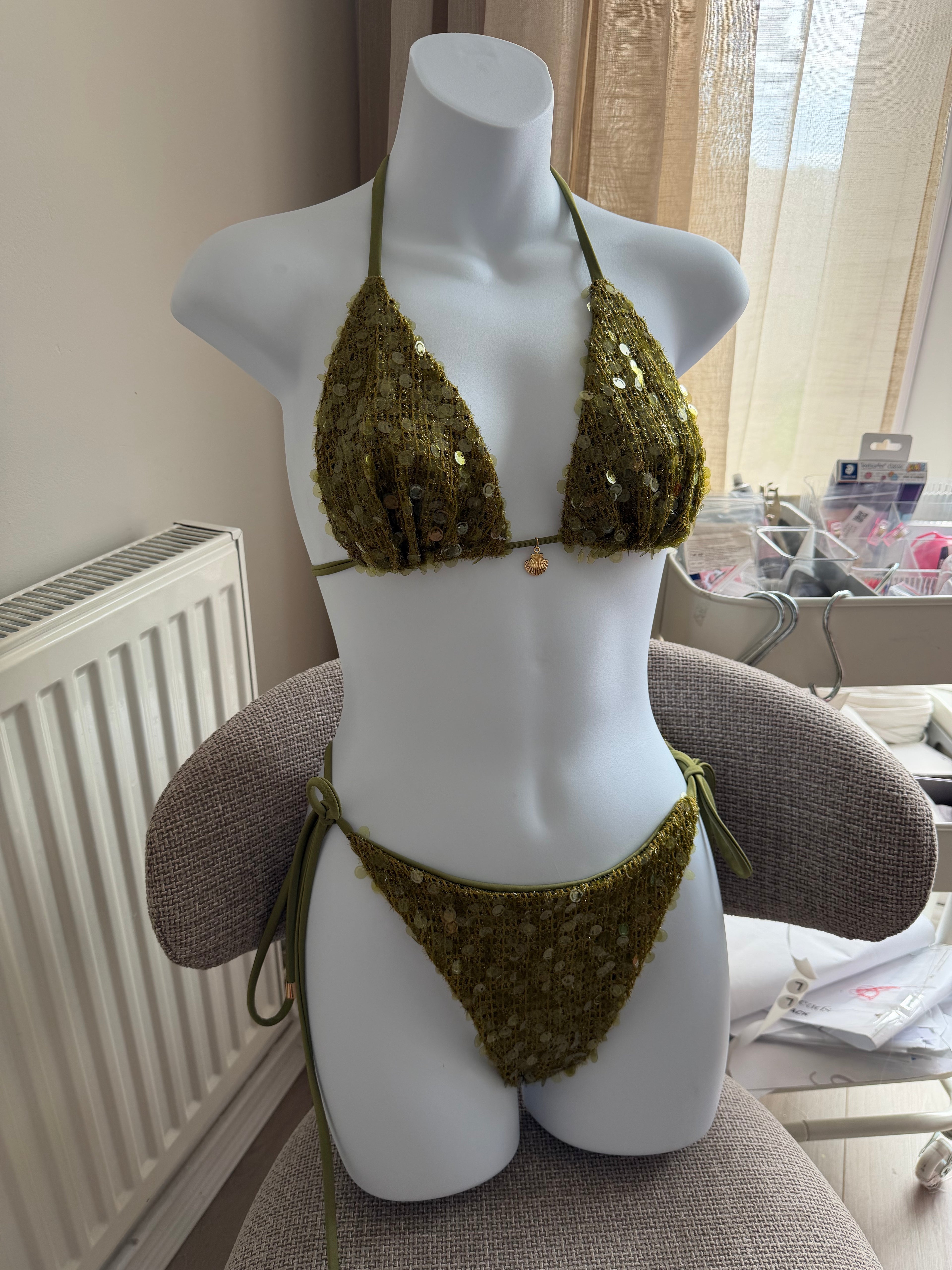Khaki Sequin Bikini