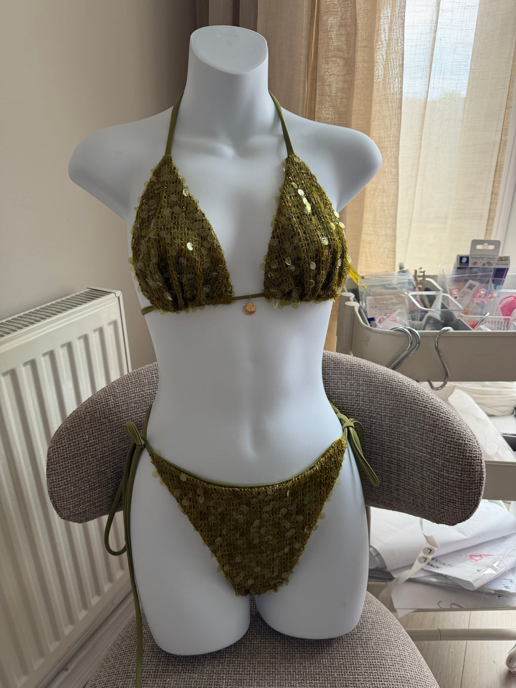 Khaki Sequin Bikini