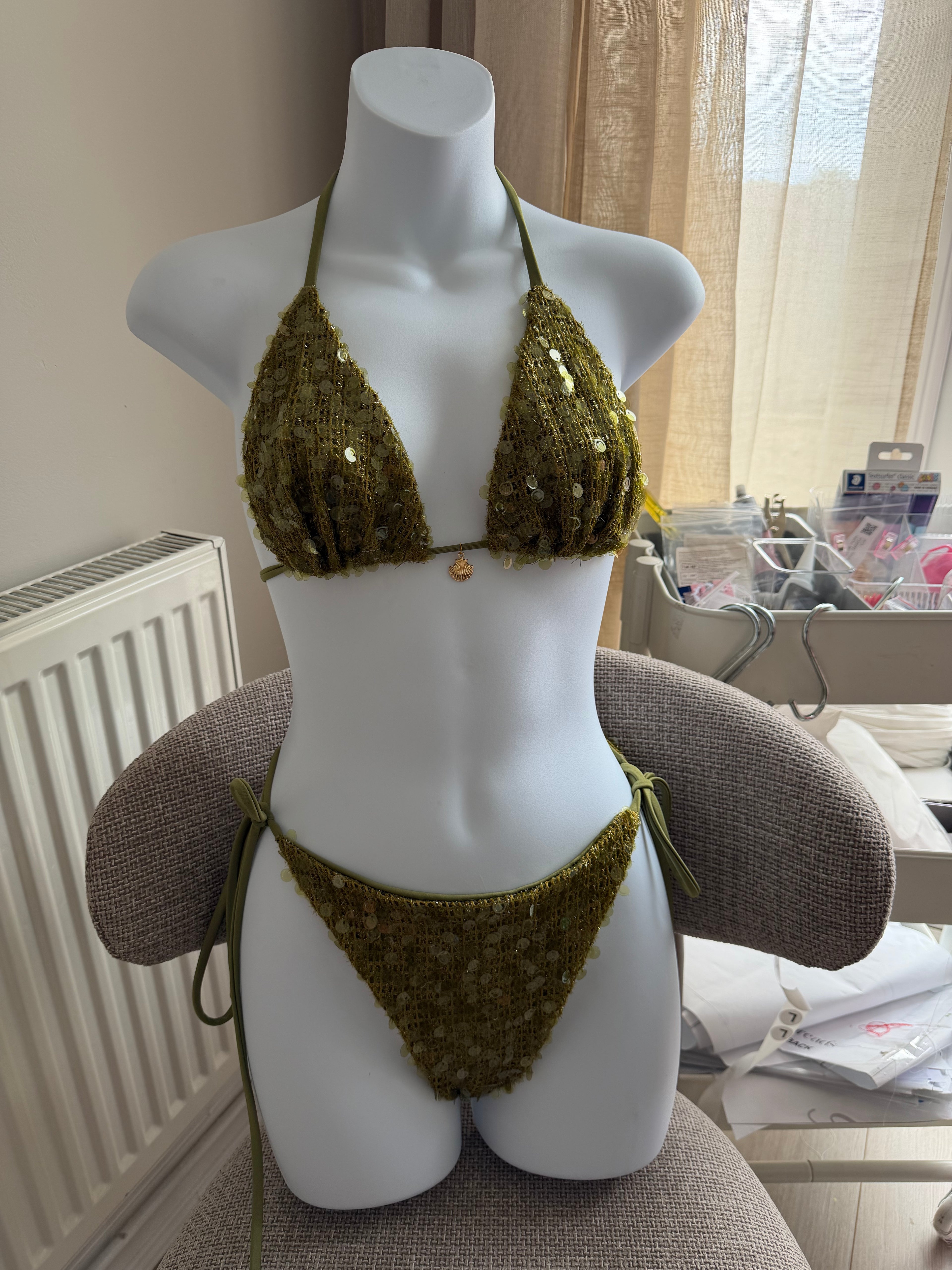 Khaki Sequin Bikini