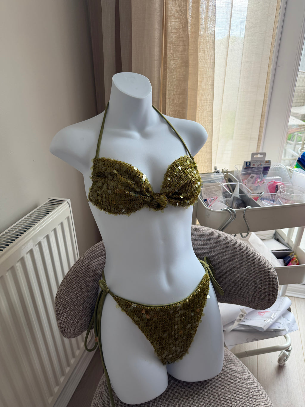 Khaki Sequin All Tied Up Bikini