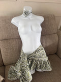 READY TO SEND - Mini Ruffle Sarong With Rose Choker Green