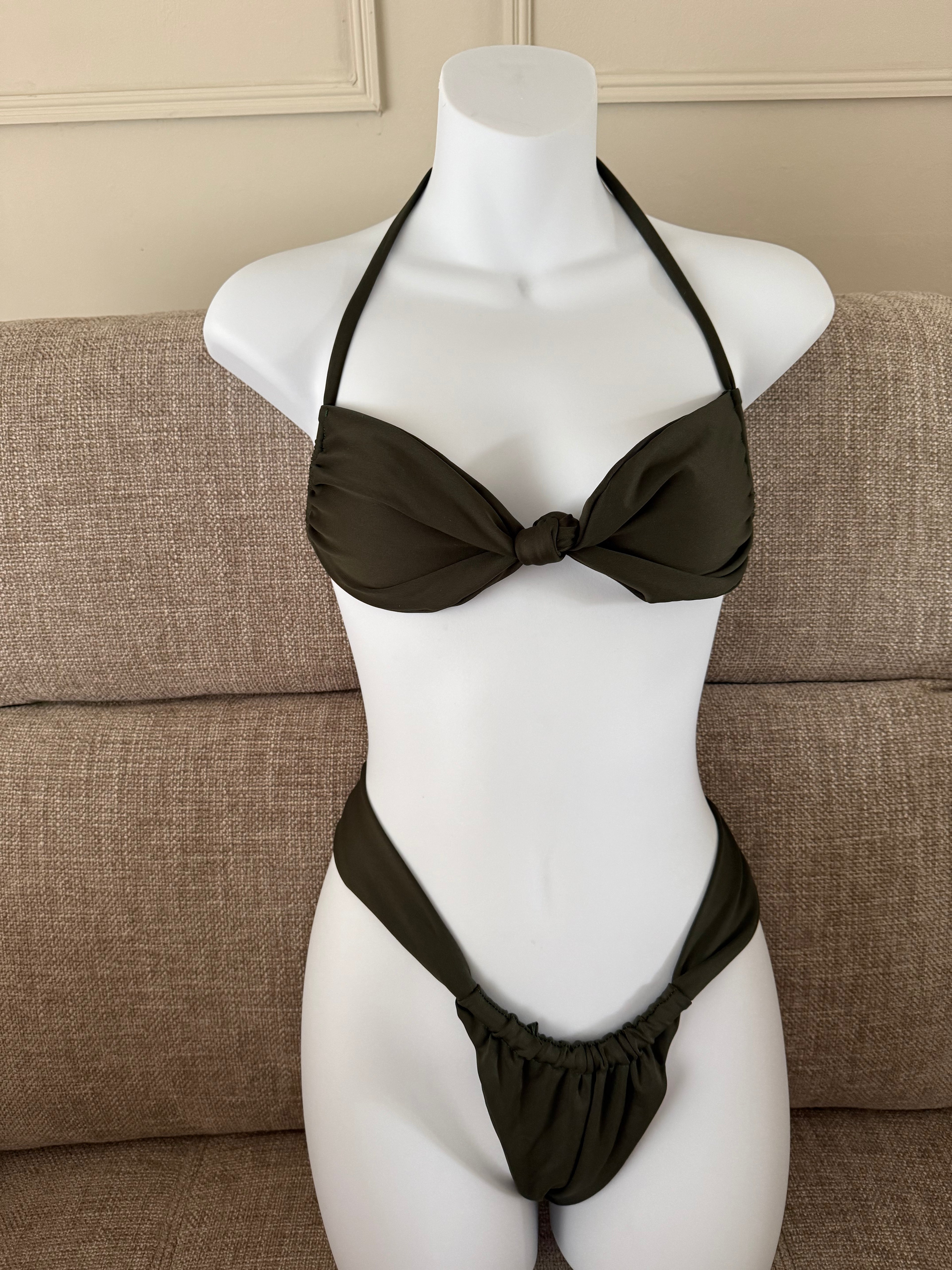 READY TO SEND - All Tied Up Bikini Dark Khaki