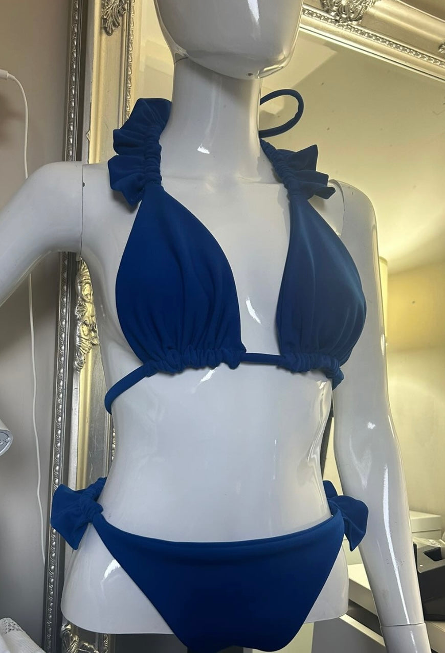 BLUE MINI RUFFLE BIKINI