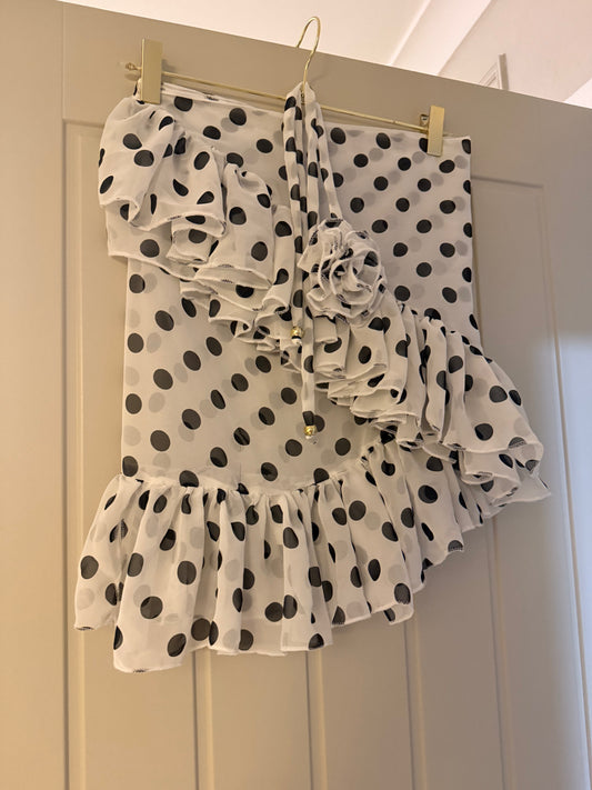 POLKA DOT RUFFLE SARONG WITH CHOKER